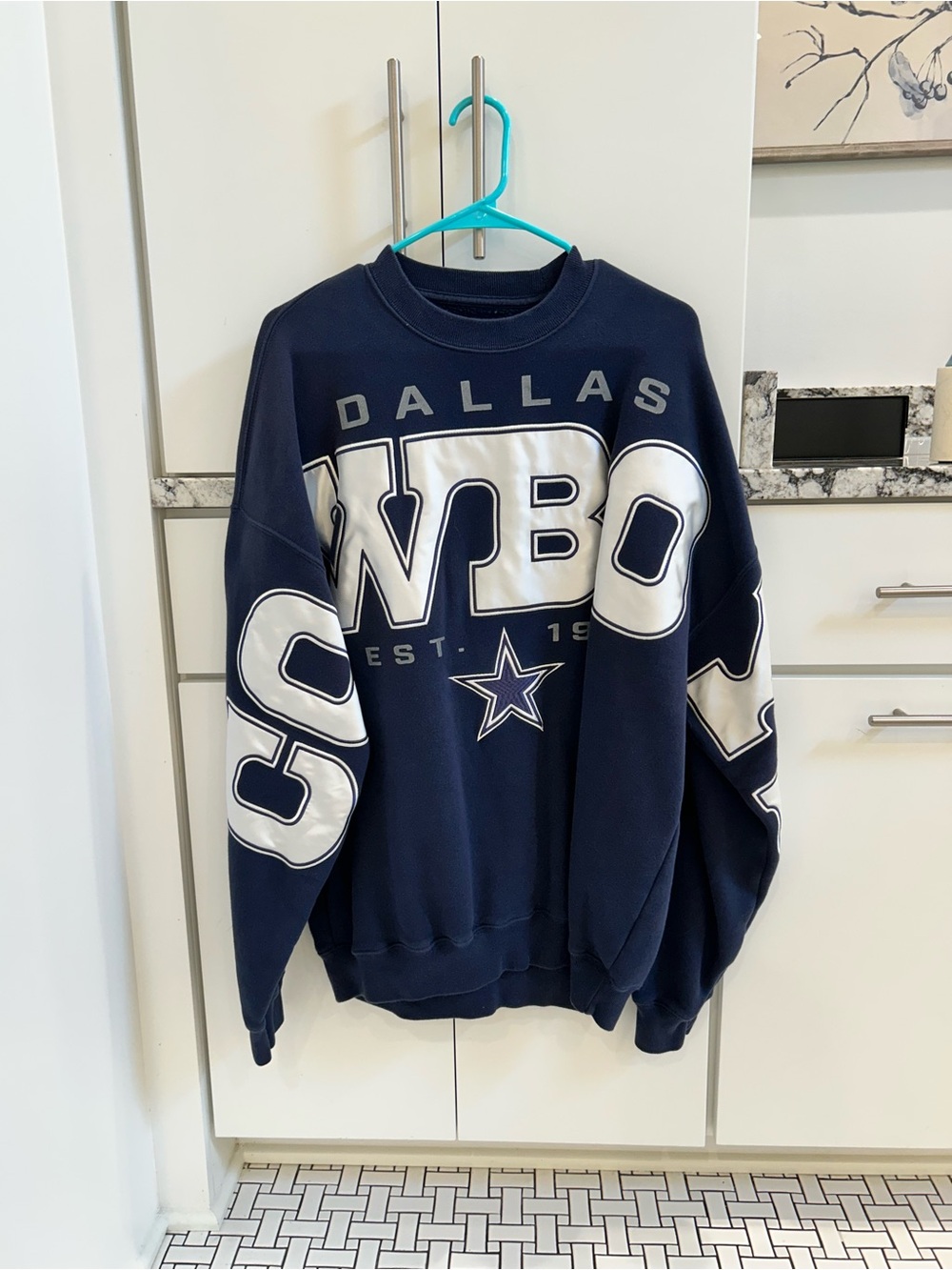 Abercrombie & Fitch Navy Dallas Crewneck with White Graphic